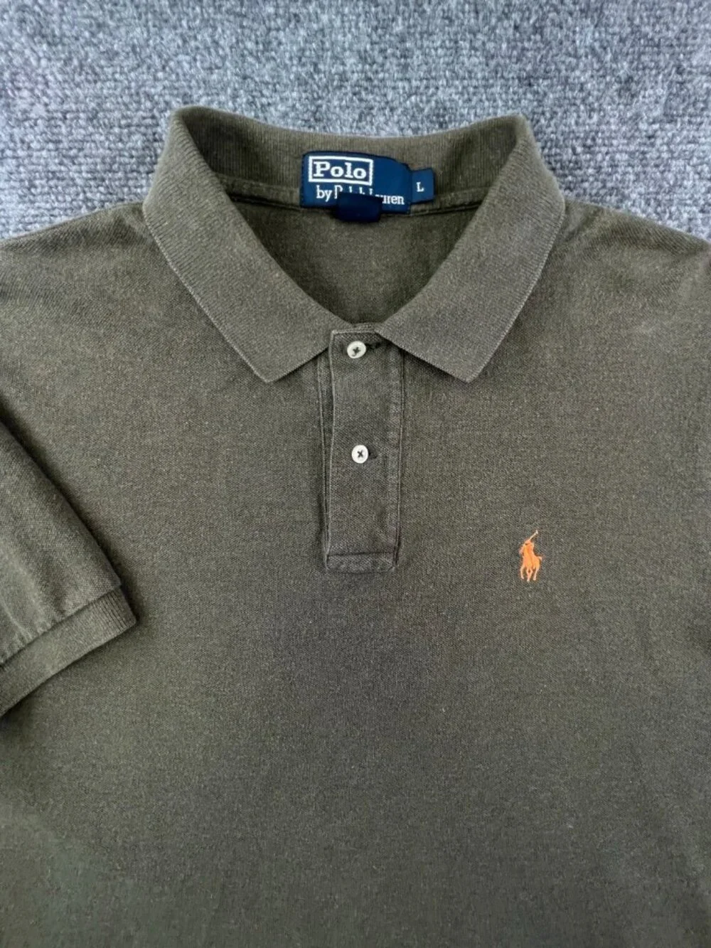 Polo Ralph Lauren Short Sleeve Polo Shirt Cotton Adult Green Orange Pony Large